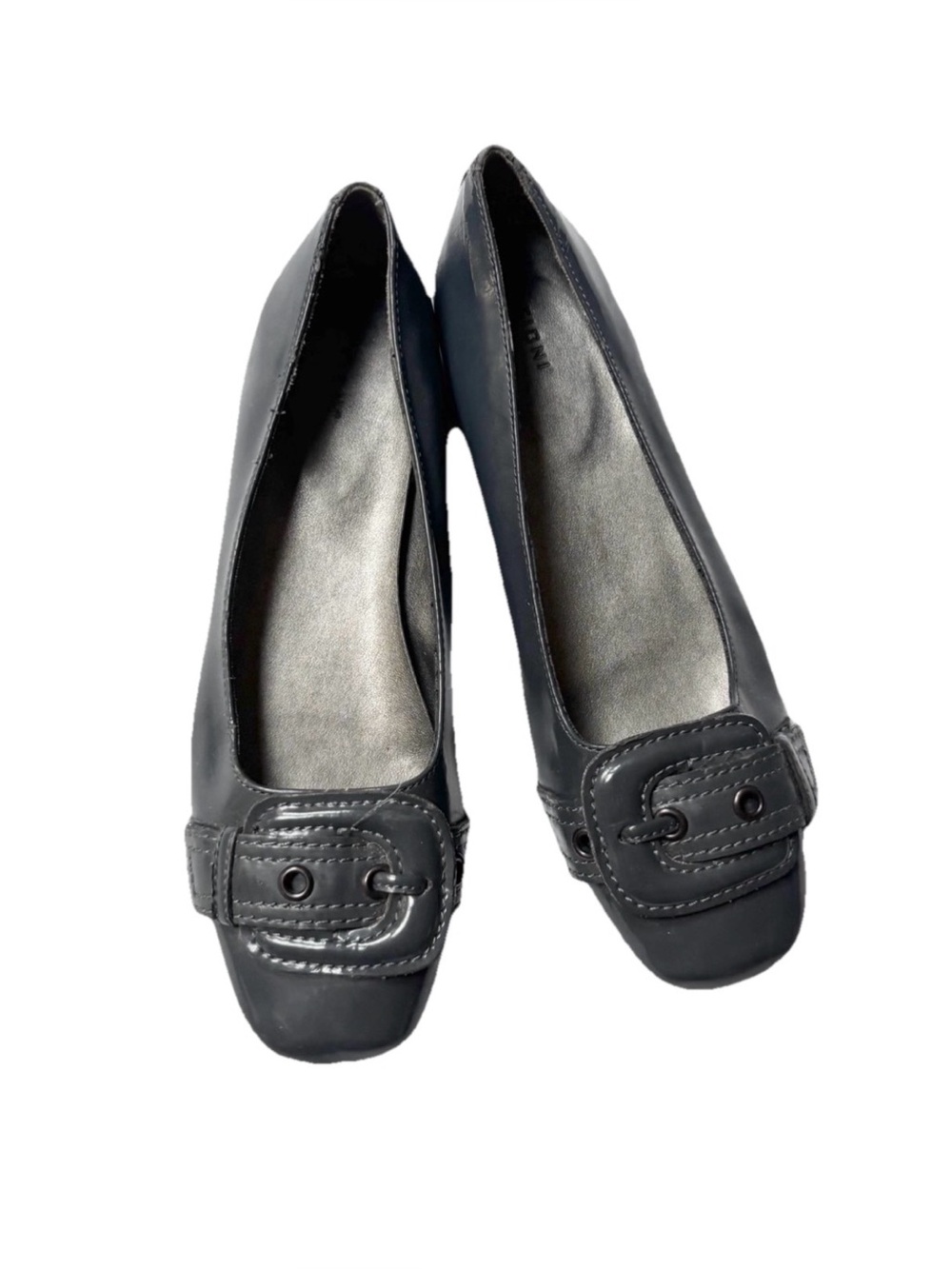 FIONI Clothing grey Square-Toe Buckle Flats size 7